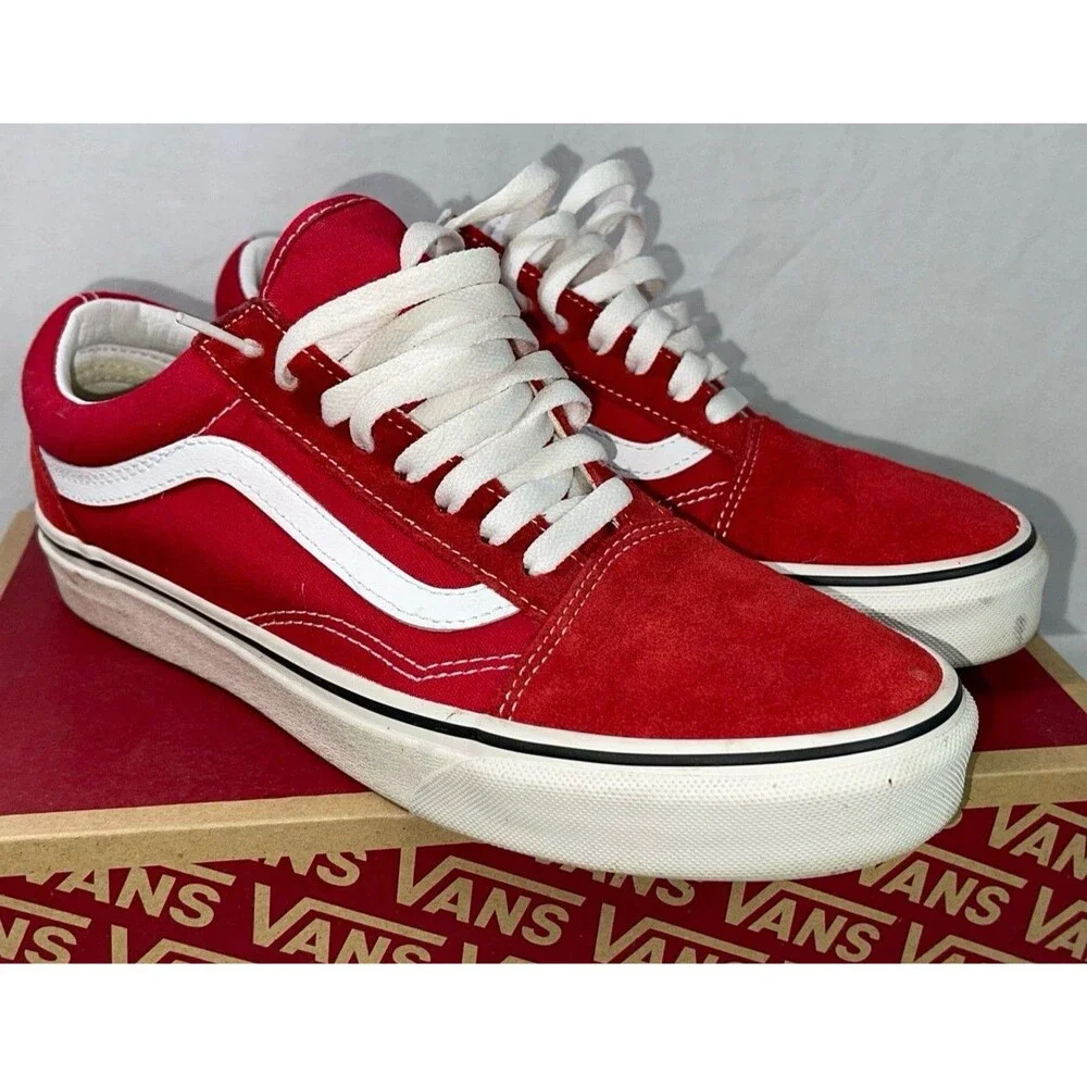 Vans Men's Old Skool Red Dahlia Low Top Skate Shoes Size 8